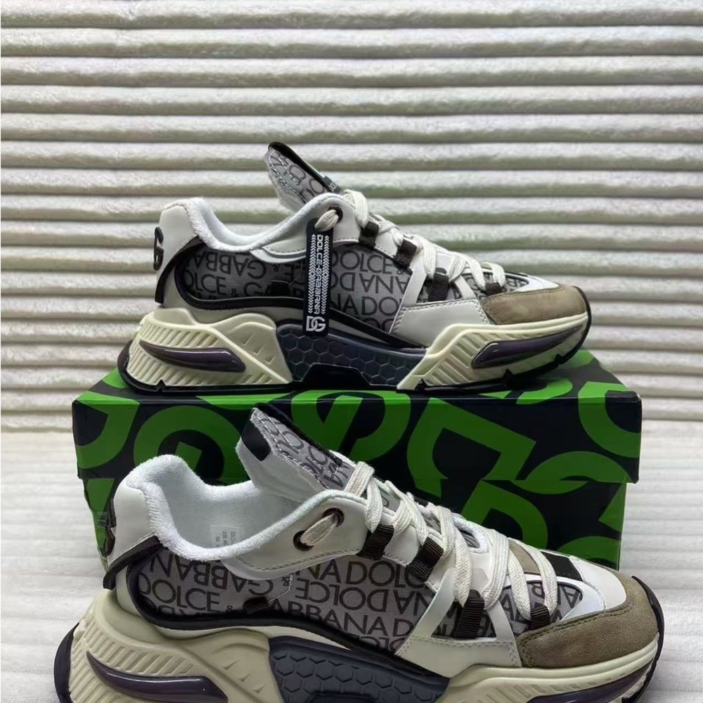 Men's White and Brown Inspired High Fashion Sneakers